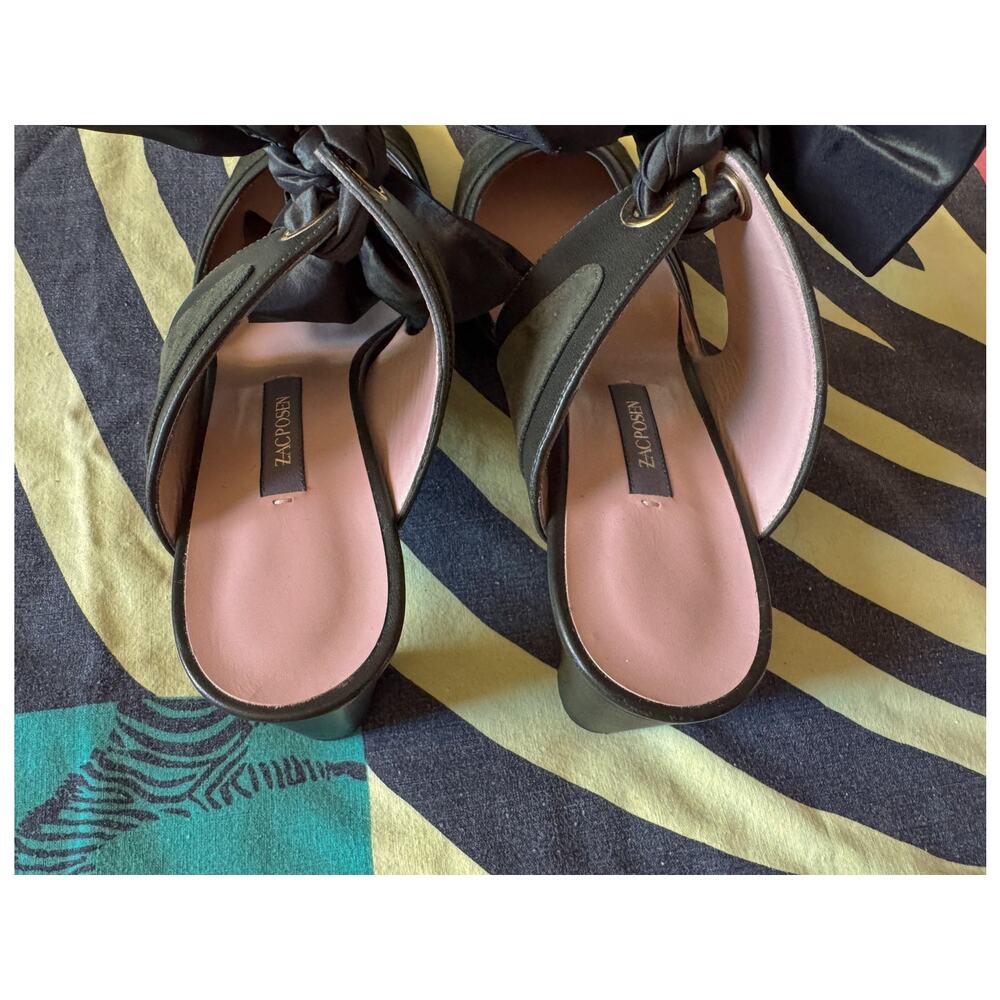 Zac Posen Olive Green Mule Pumps with Bows, size 39 - Picture 7 of 10